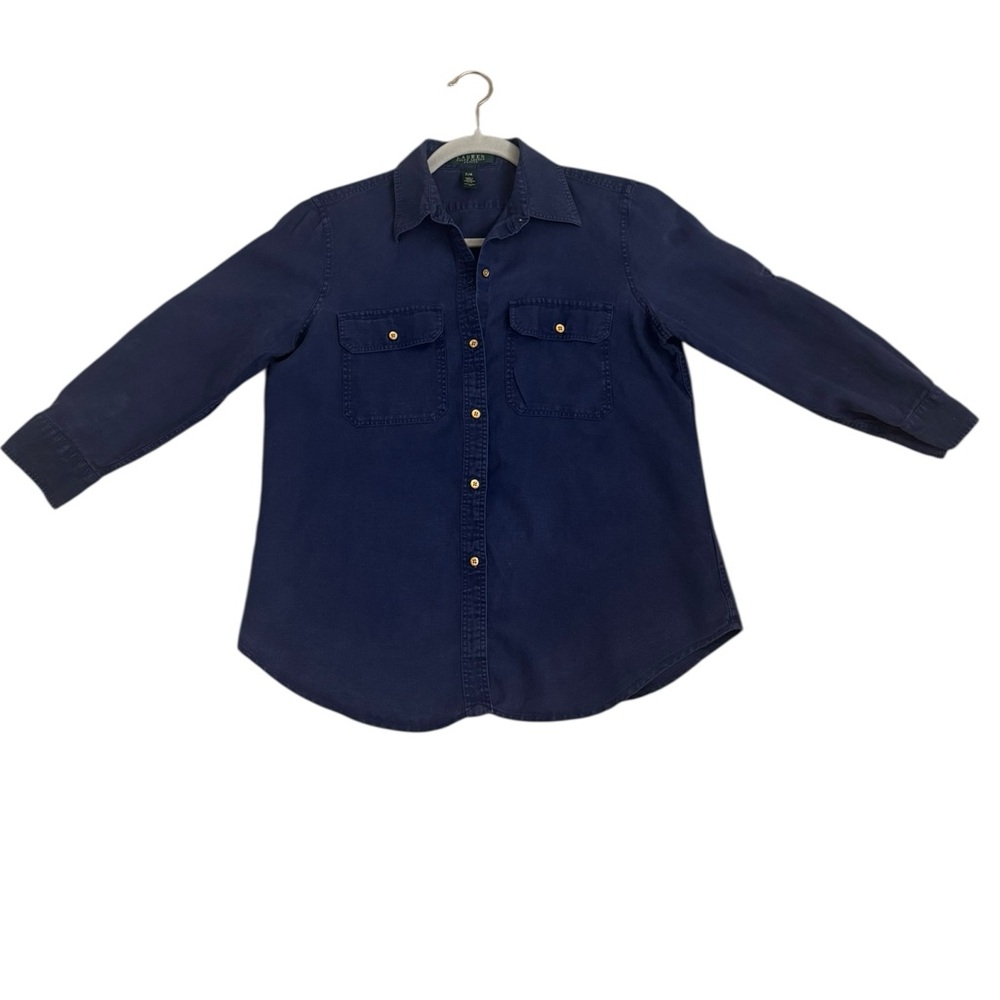Ralph Lauren Linen Button Down Shirt in Denim Colour